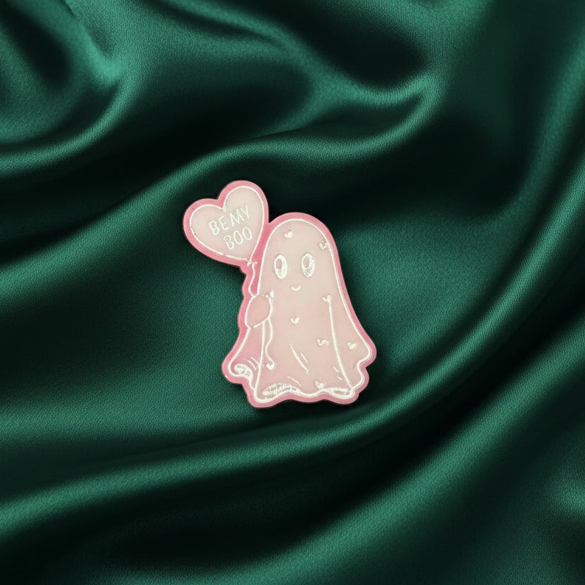 ghost wax melt holding a valentine balloon